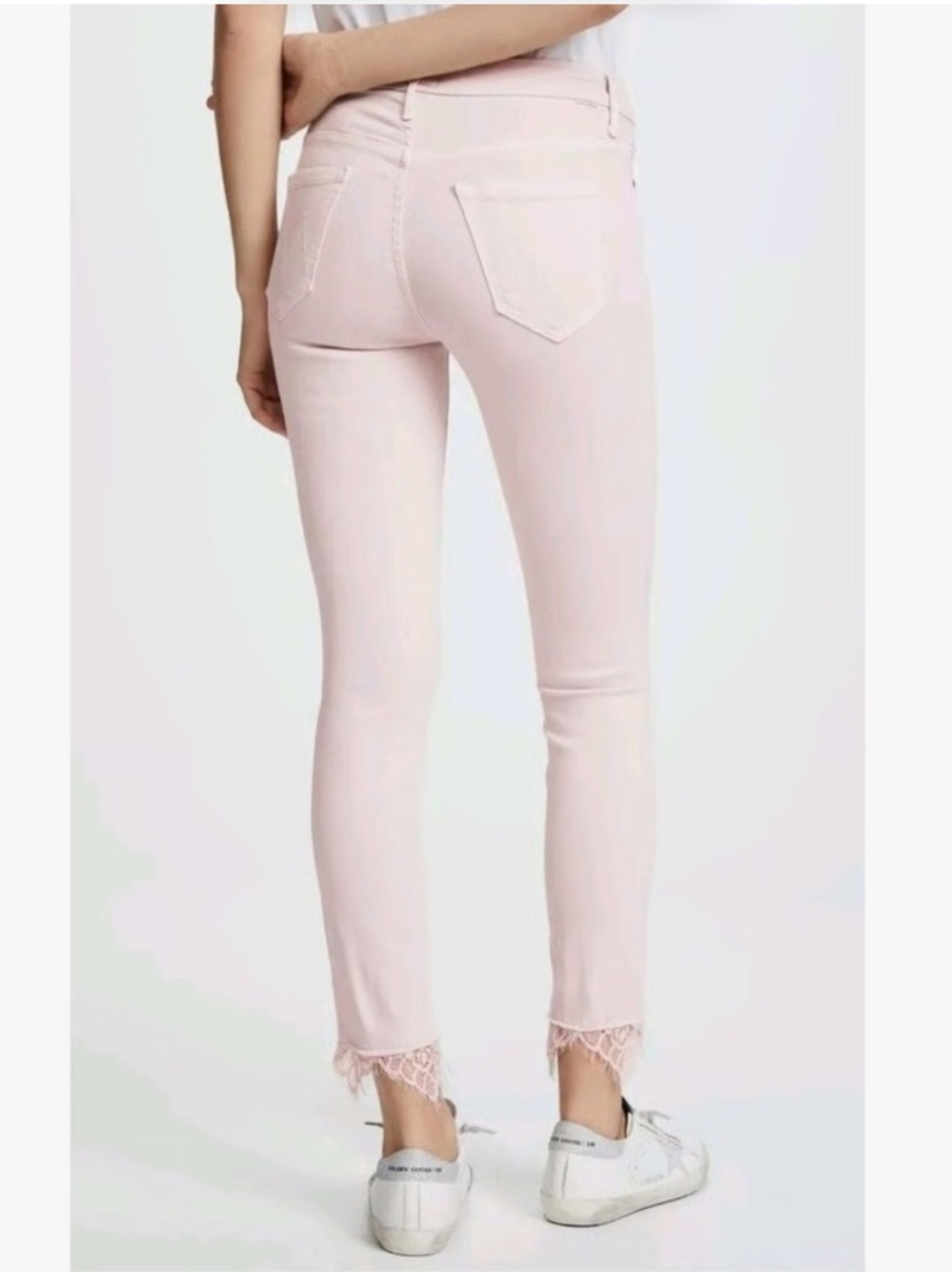 MOTHER PALE PINK LACE BOTTOM SIZE 27 JEANS WOMANS